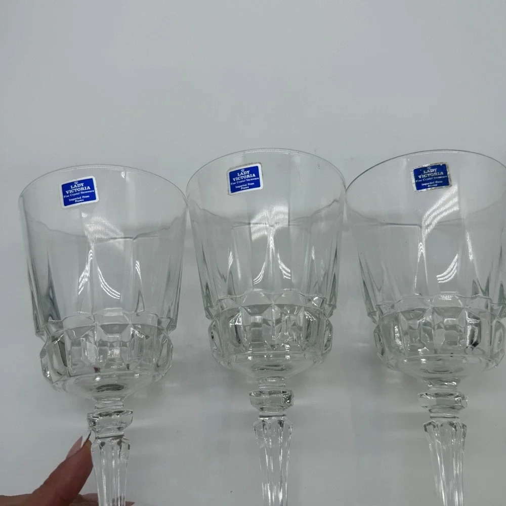 Lady Victoria chantelle Crystal Stemware Wine Water Goblets France Set of 3